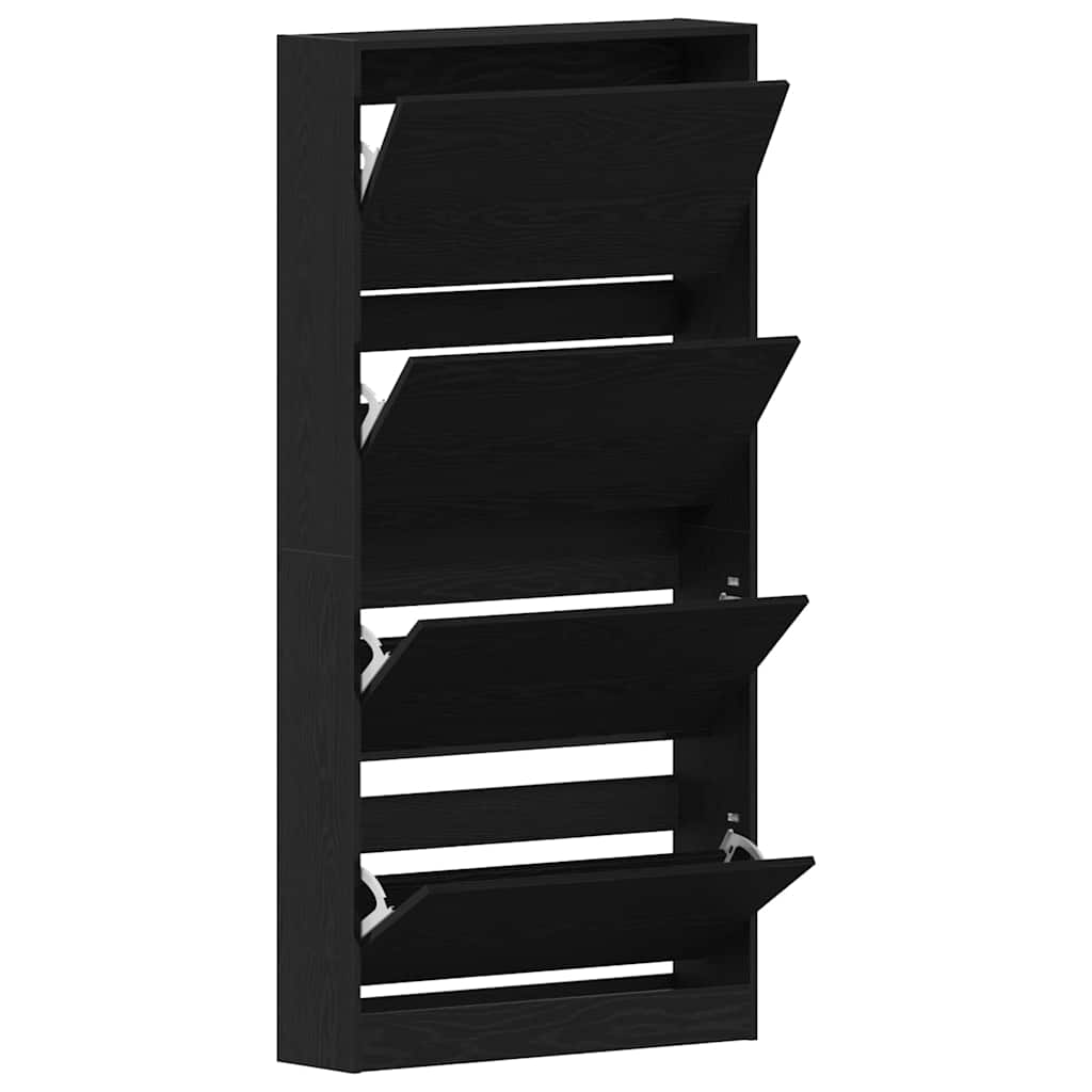 Schuhschrank mit Regal Schwarz Eichen-Optik 80 x 21 x 163,5 cm