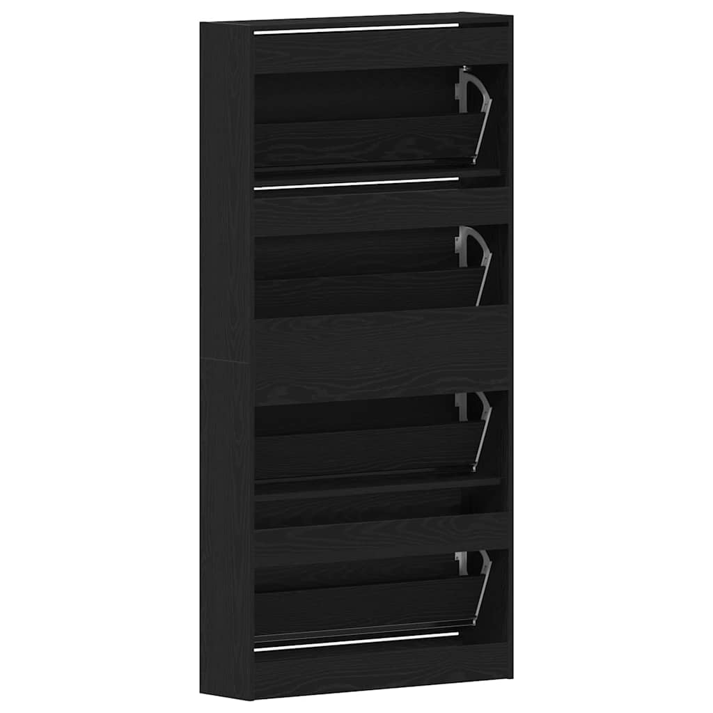 Schuhschrank mit Regal Schwarz Eichen-Optik 80 x 21 x 163,5 cm