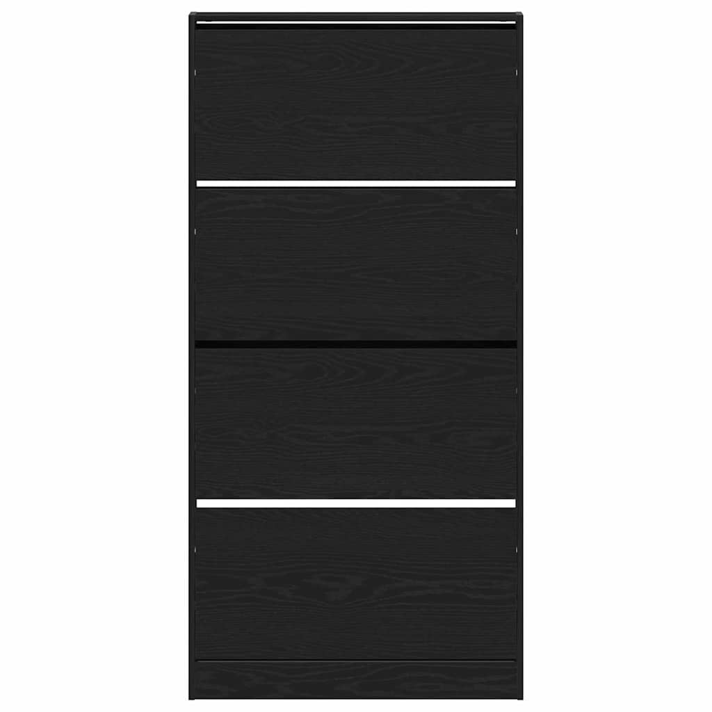 Schuhschrank mit Regal Schwarz Eichen-Optik 80 x 21 x 163,5 cm