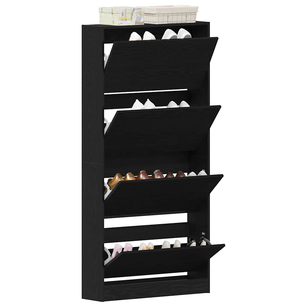 Schuhschrank mit Regal Schwarz Eichen-Optik 80 x 21 x 163,5 cm