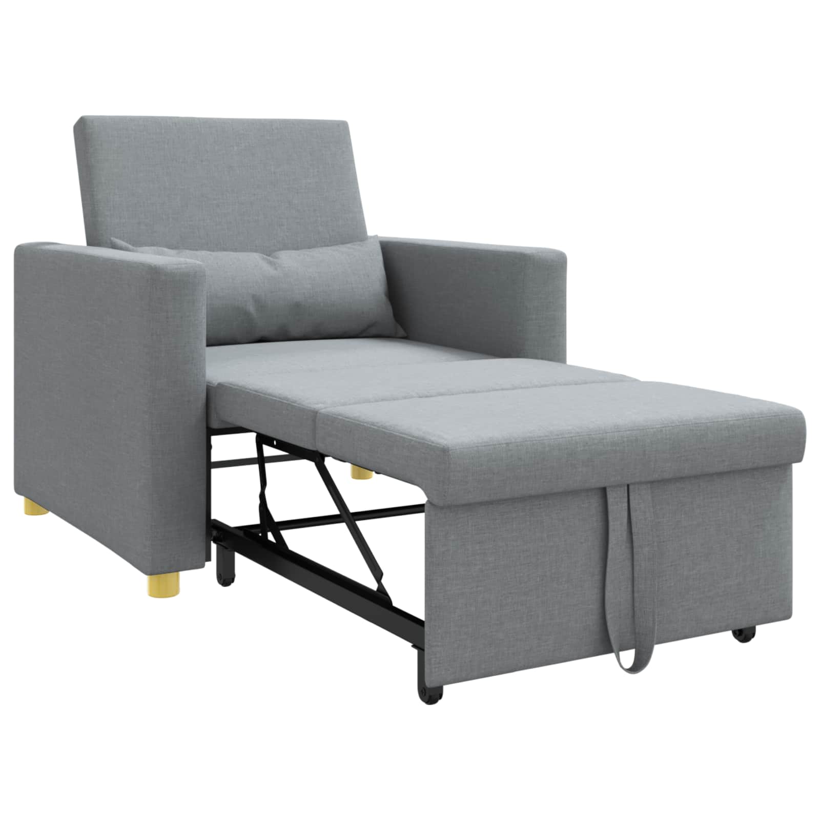 Ausziehbare Schlafcouch Einzel Hellgrau 90 x 165 x 87 cm Stoff