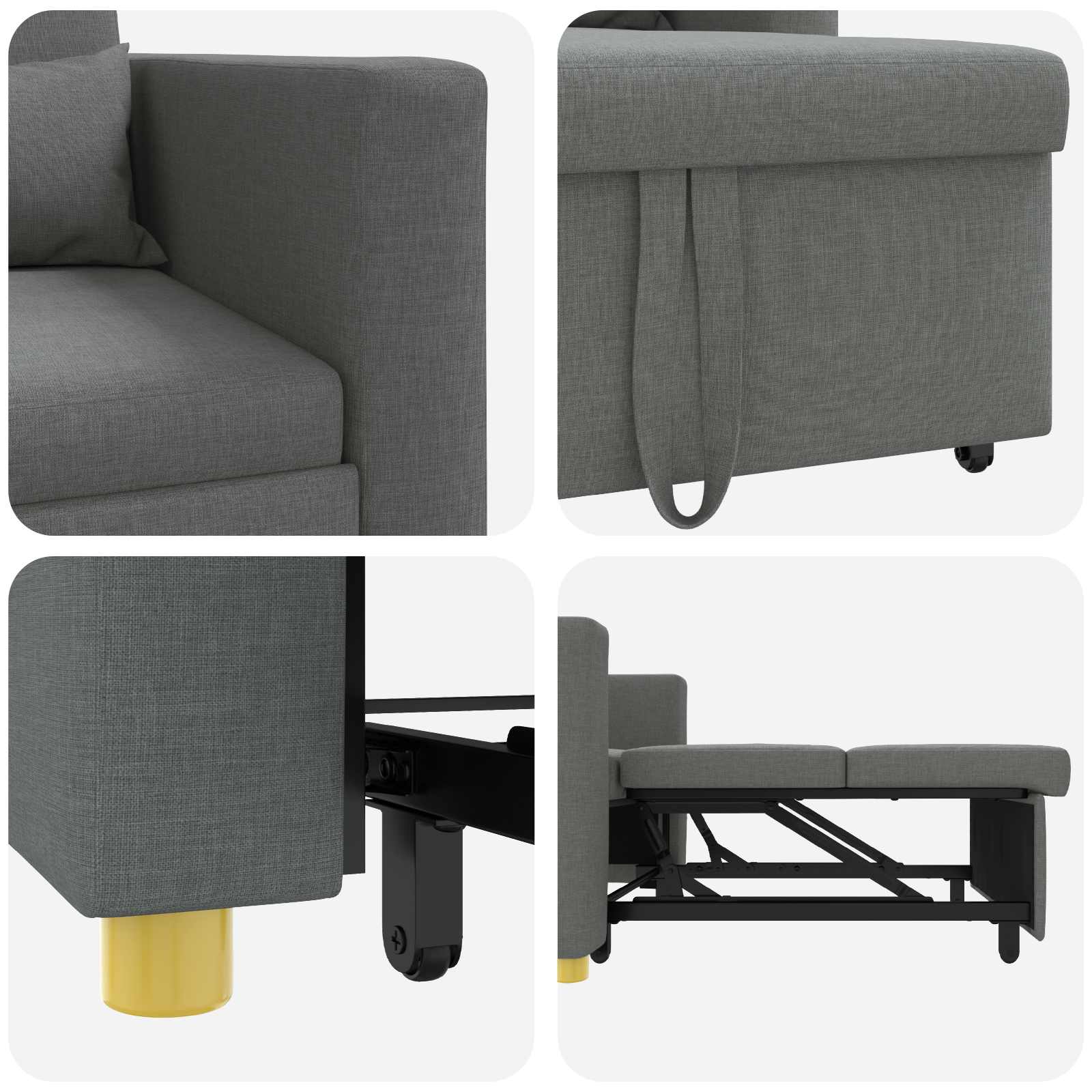 Ausziehbare Schlafcouch Einzel Dunkelgrau 90 x 165 x 87 cm