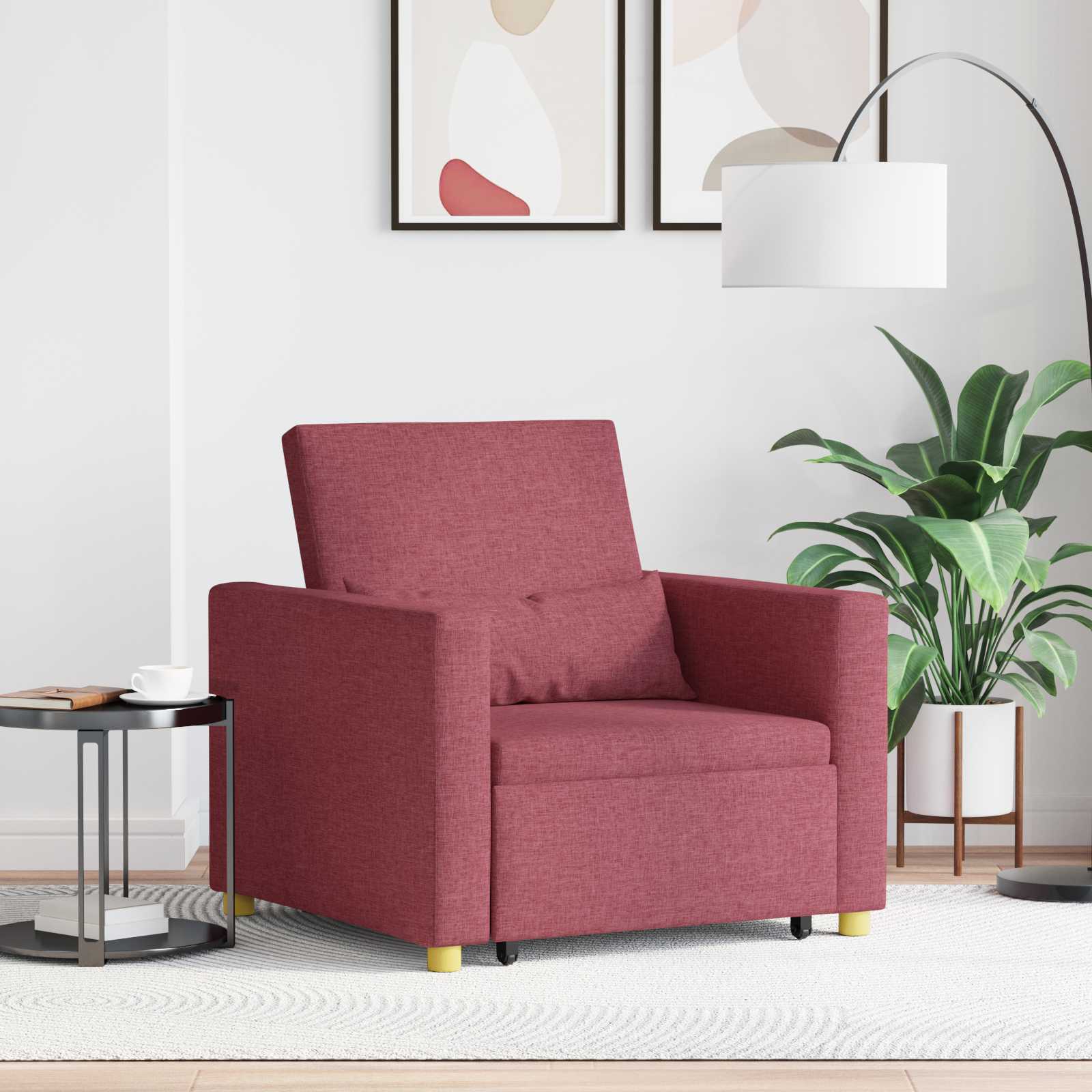Ausziehbare Schlafcouch Einzel Weinrot 90 x 165 x 87 cm Stoff
