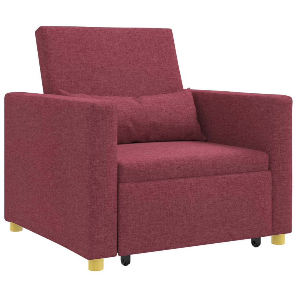 Ausziehbare Schlafcouch Einzel Weinrot 90 x 165 x 87 cm Stoff