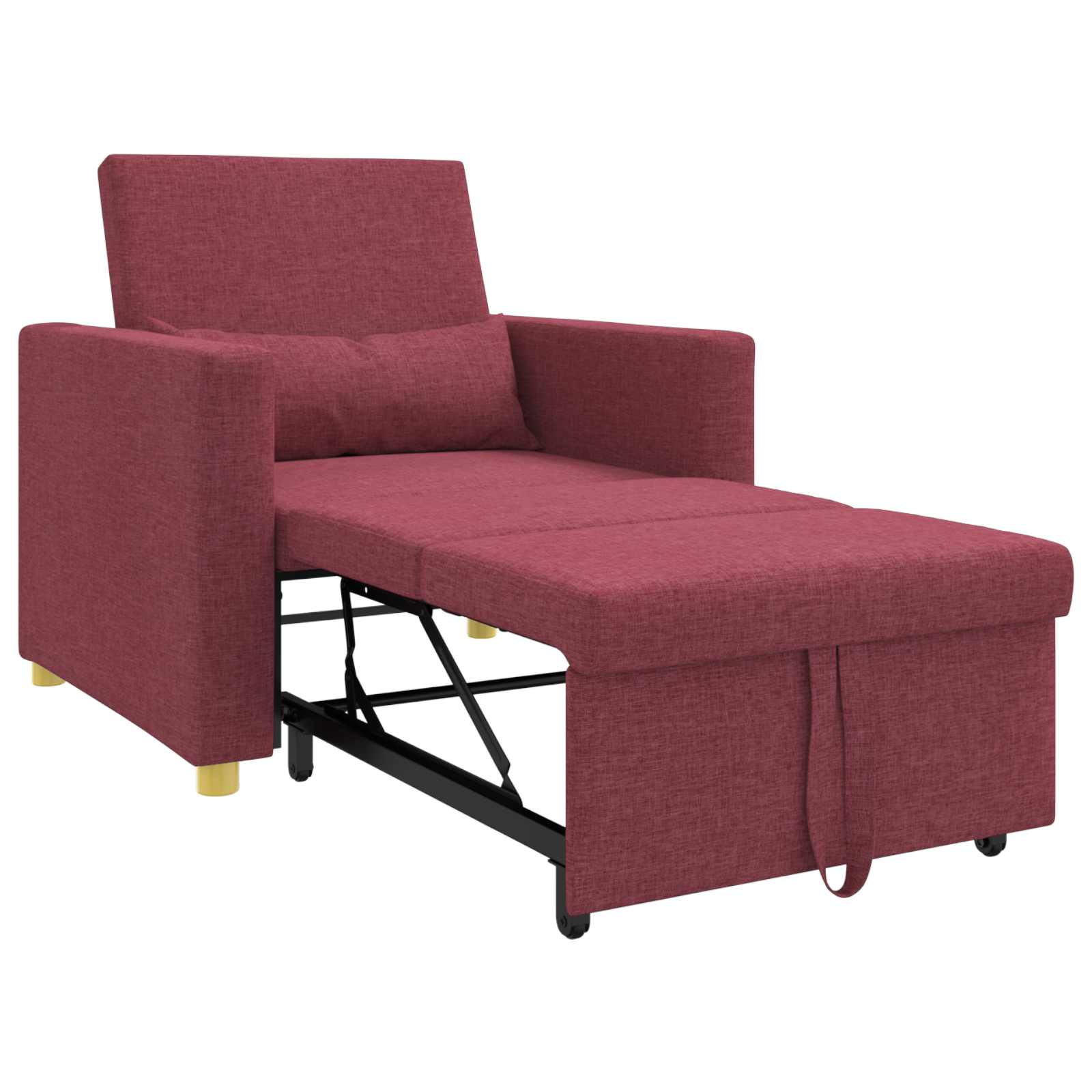 Ausziehbare Schlafcouch Einzel Weinrot 90 x 165 x 87 cm Stoff