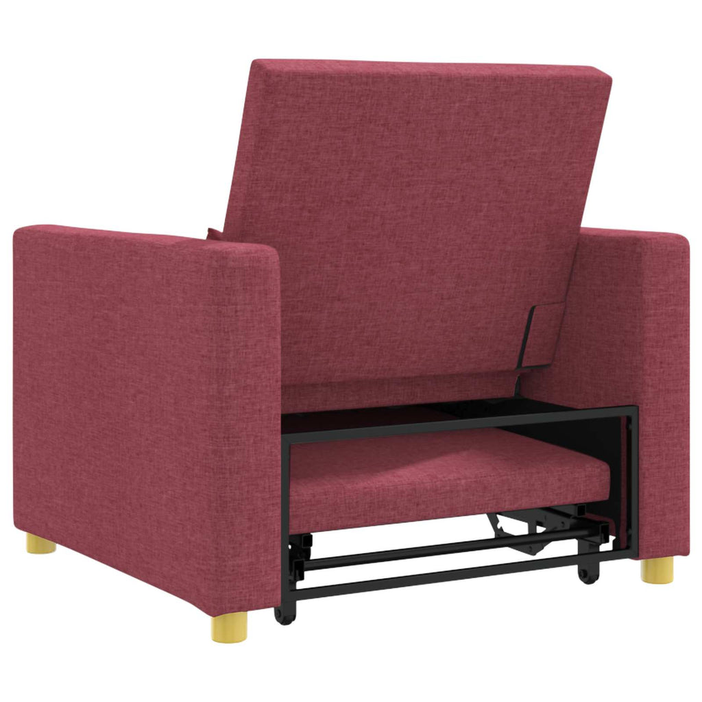 Ausziehbare Schlafcouch Einzel Weinrot 90 x 165 x 87 cm Stoff