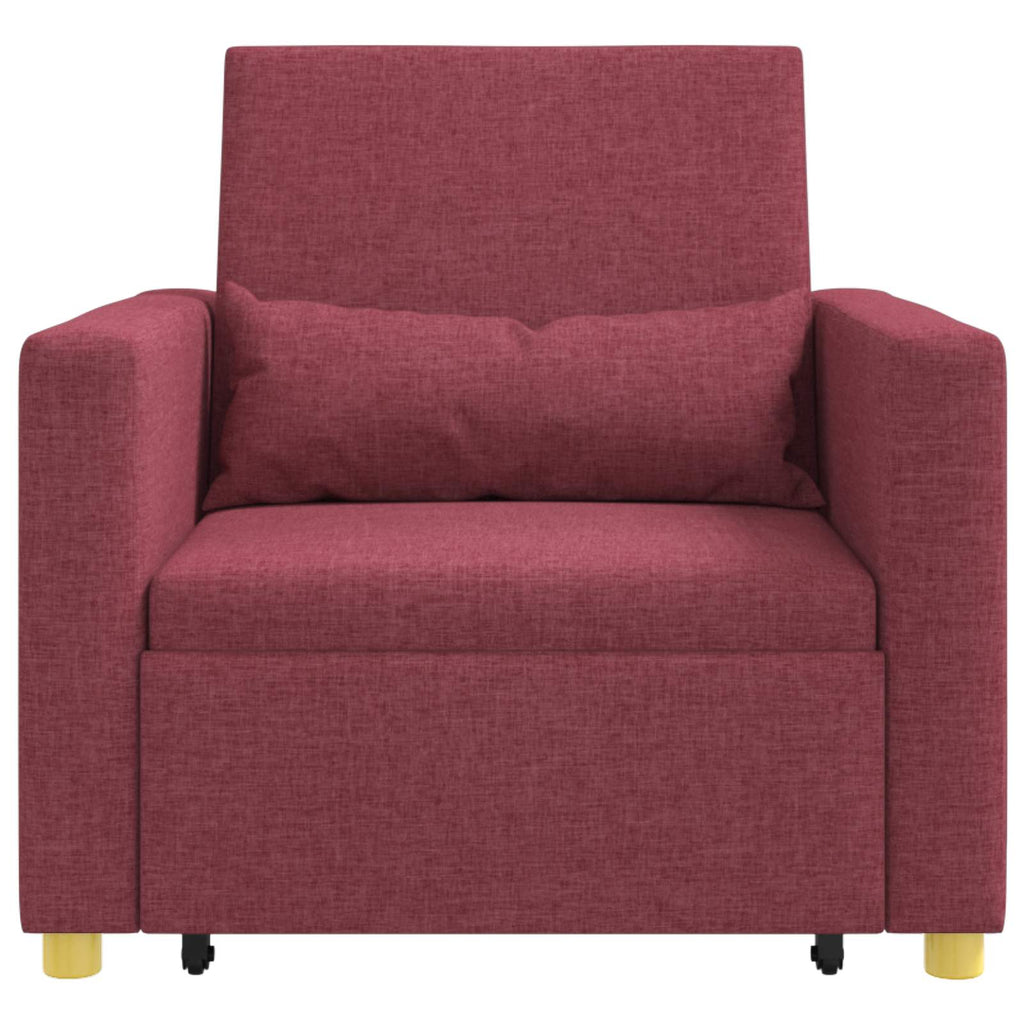 Ausziehbare Schlafcouch Einzel Weinrot 90 x 165 x 87 cm Stoff