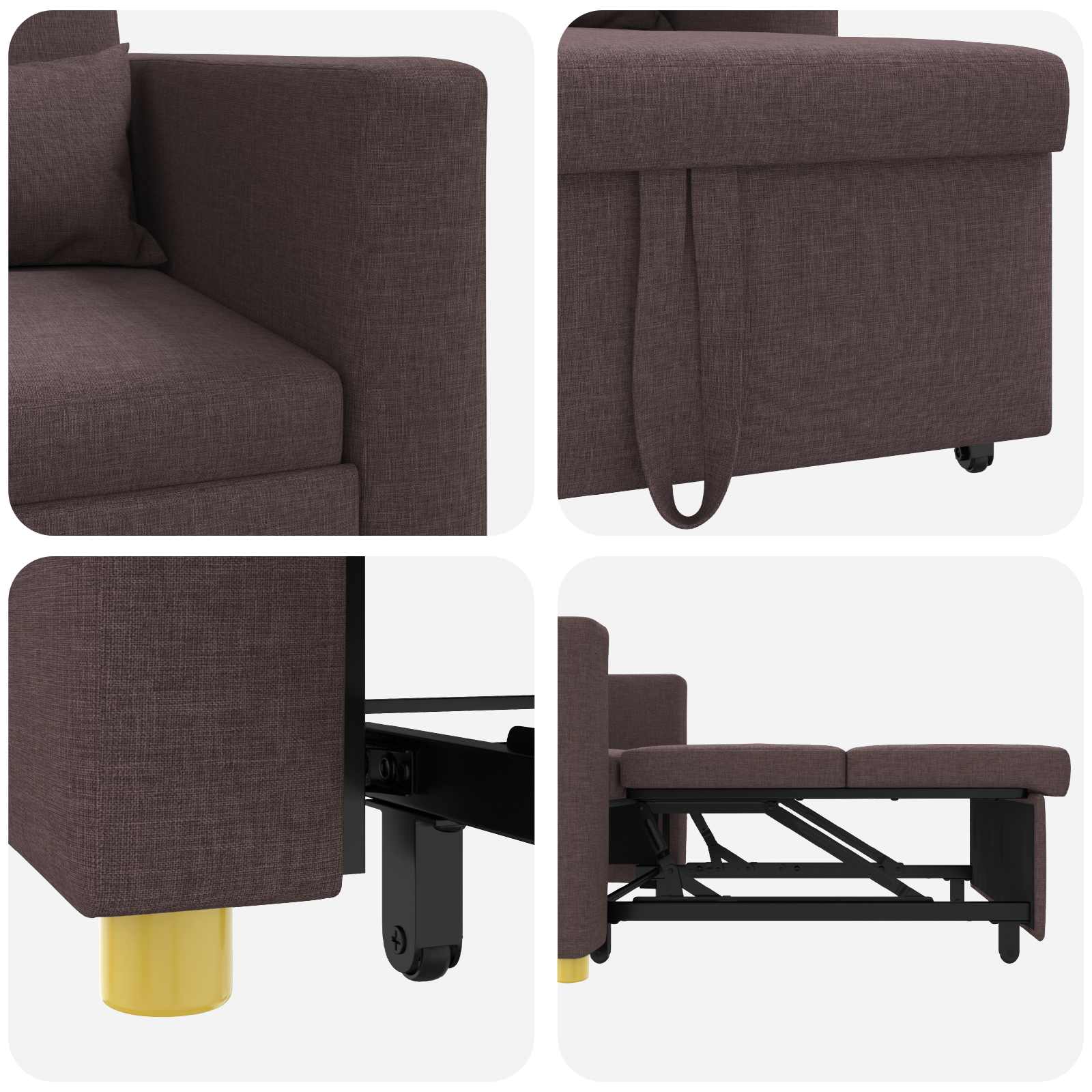 Ausziehbare Schlafcouch Einzel Dunkelbraun 90 x 165 x 87 cm
