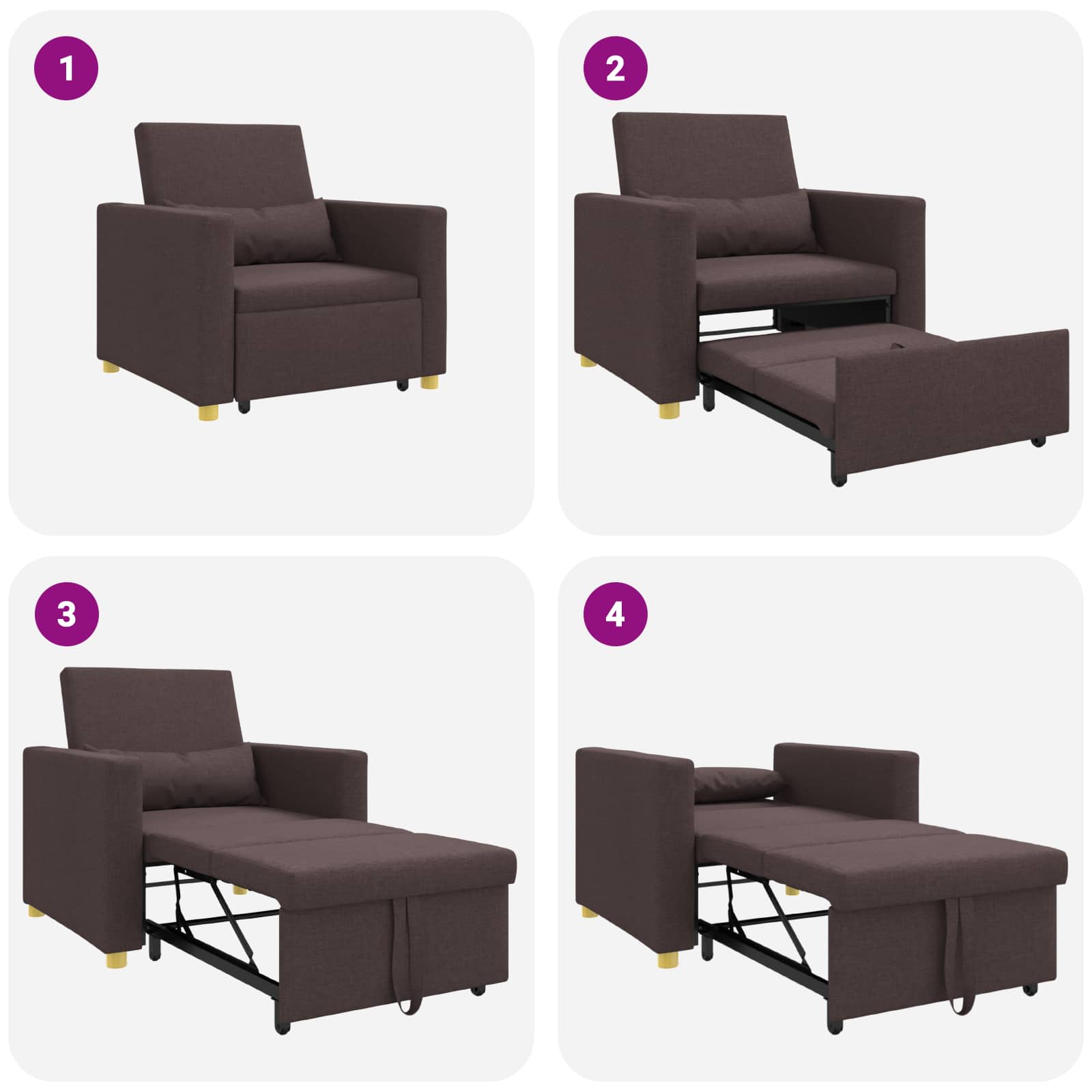 Ausziehbare Schlafcouch Einzel Dunkelbraun 90 x 165 x 87 cm