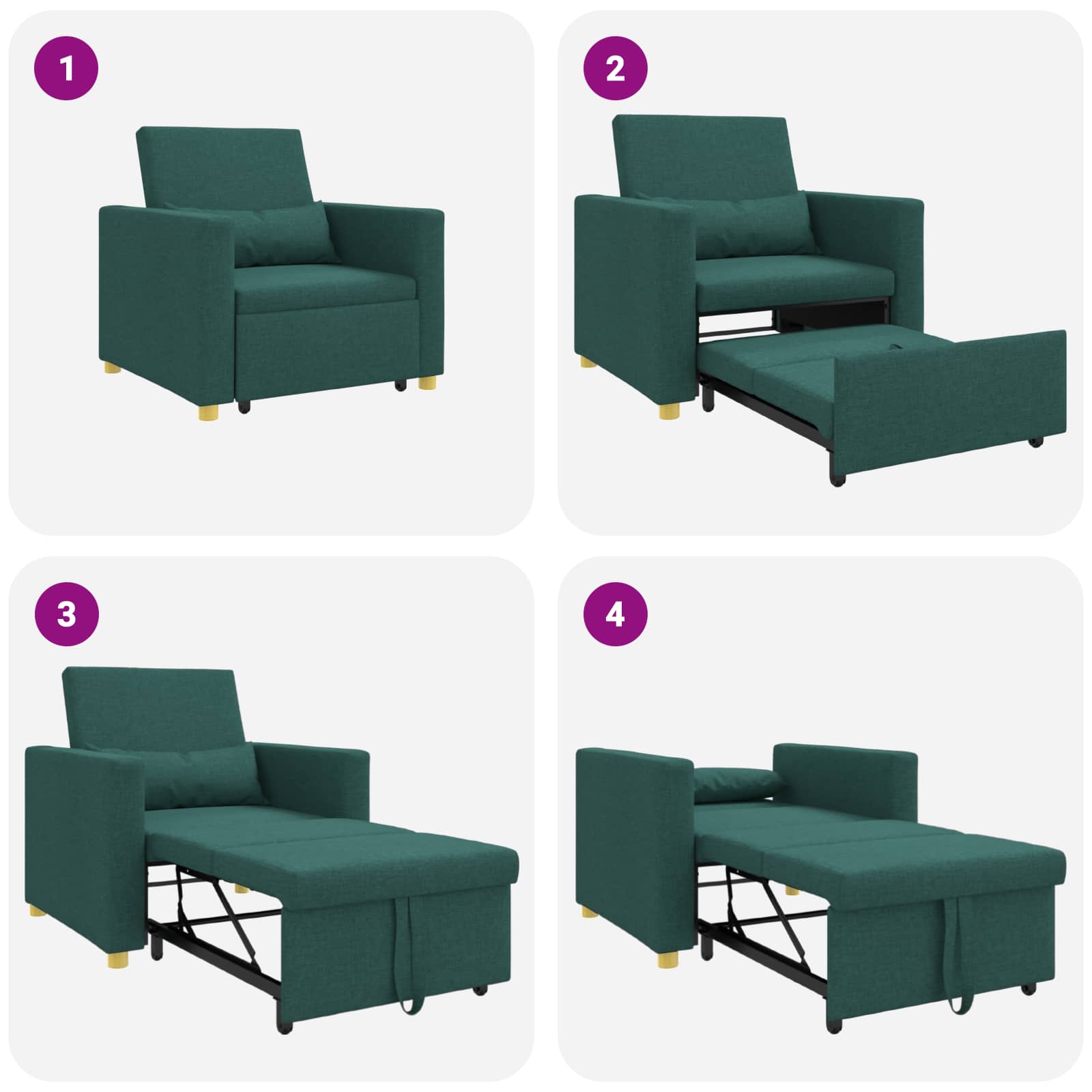 Ausziehbare Schlafcouch Einzel Dunkelgrün 90 x 165 x 87 cm