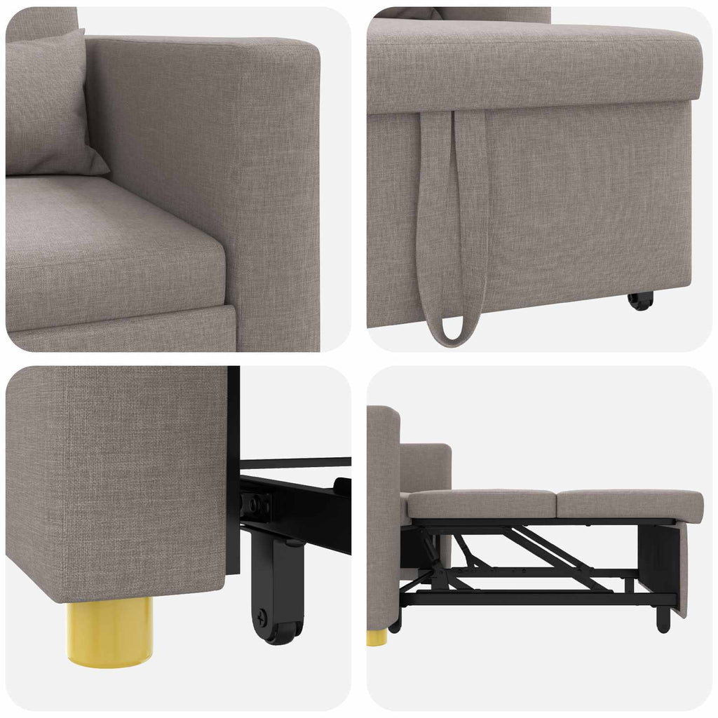 Ausziehbare Schlafcouch Einzel Taupe 90 x 165 x 87 cm Stoff