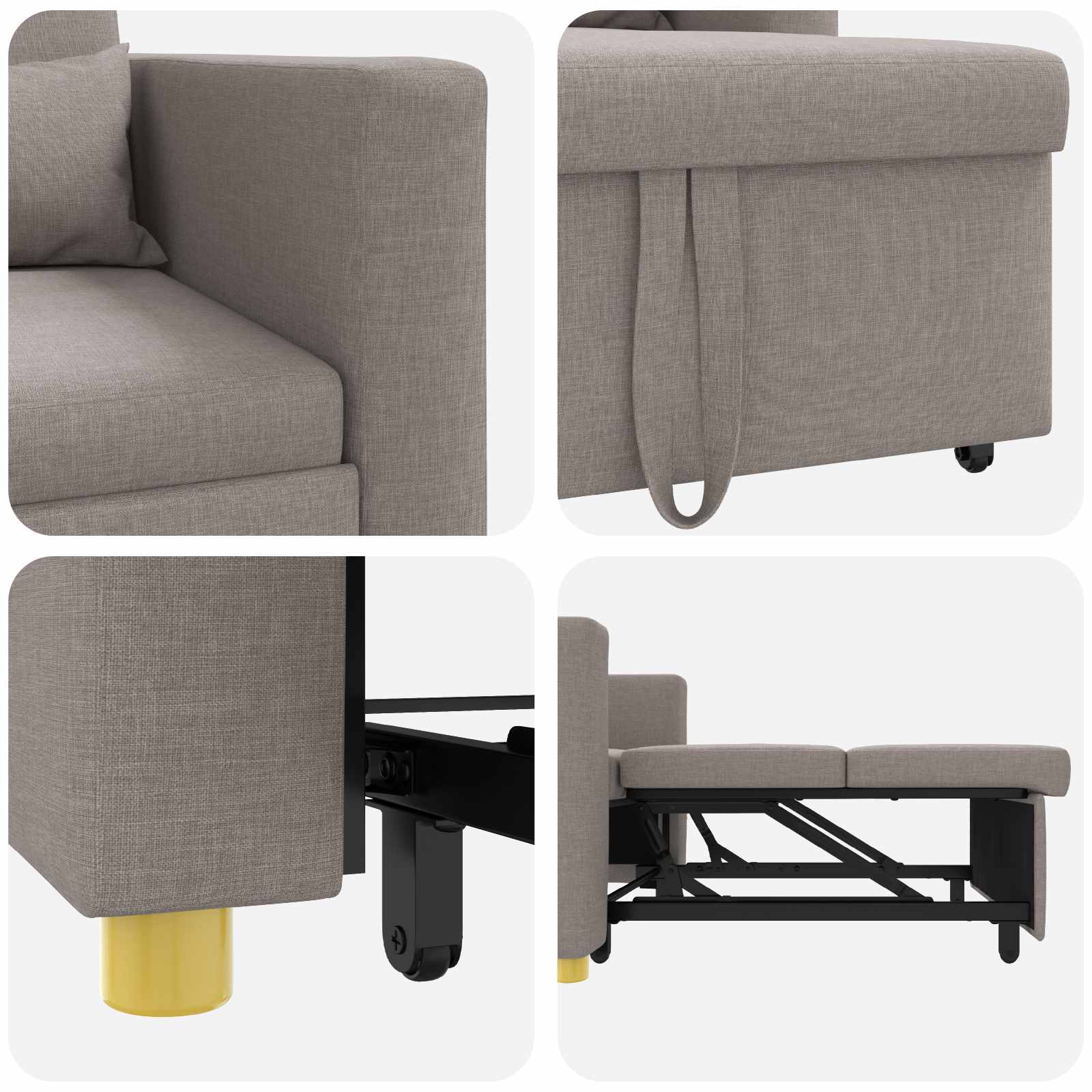 Ausziehbare Schlafcouch Einzel Taupe 90 x 165 x 87 cm Stoff