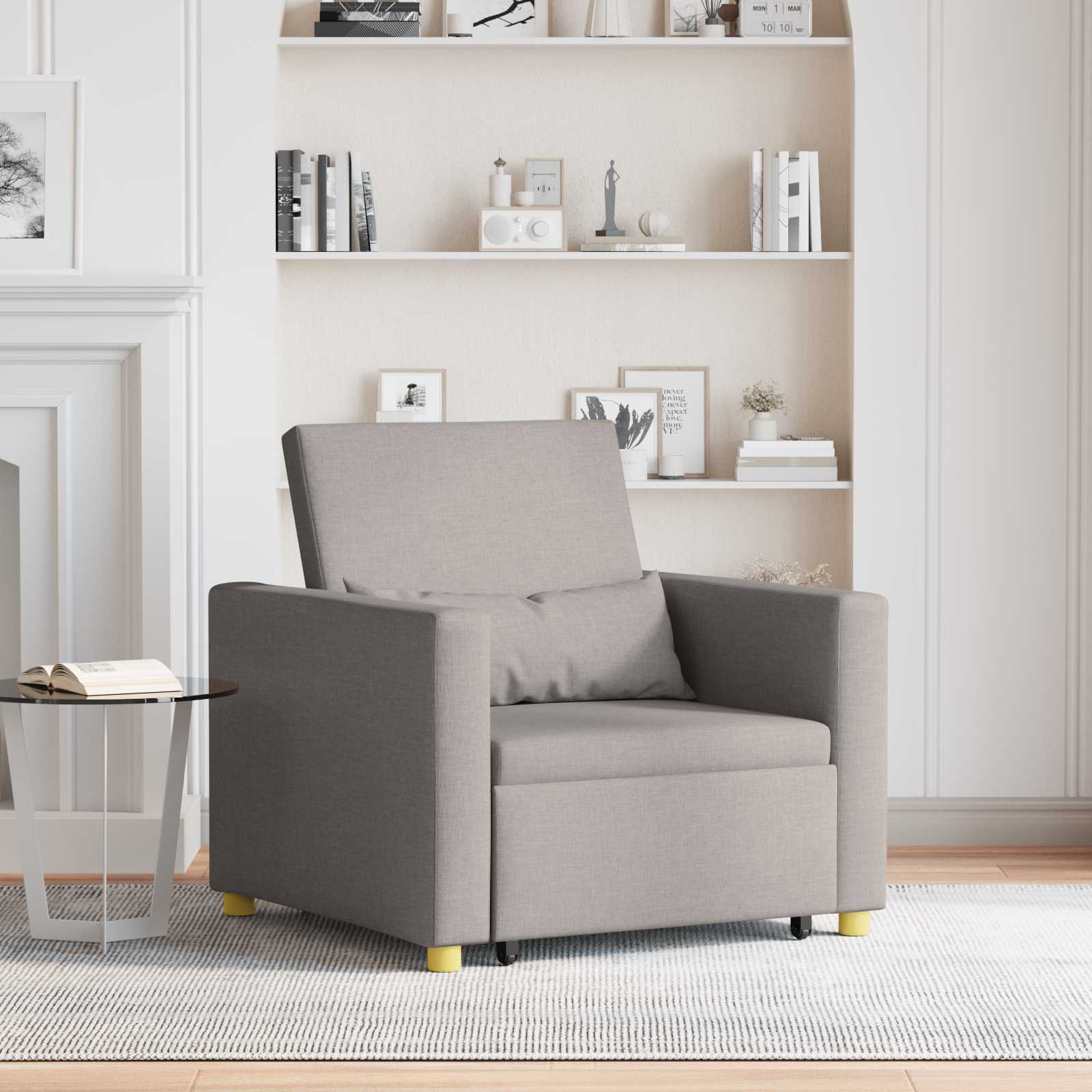 Ausziehbare Schlafcouch Einzel Taupe 90 x 165 x 87 cm Stoff