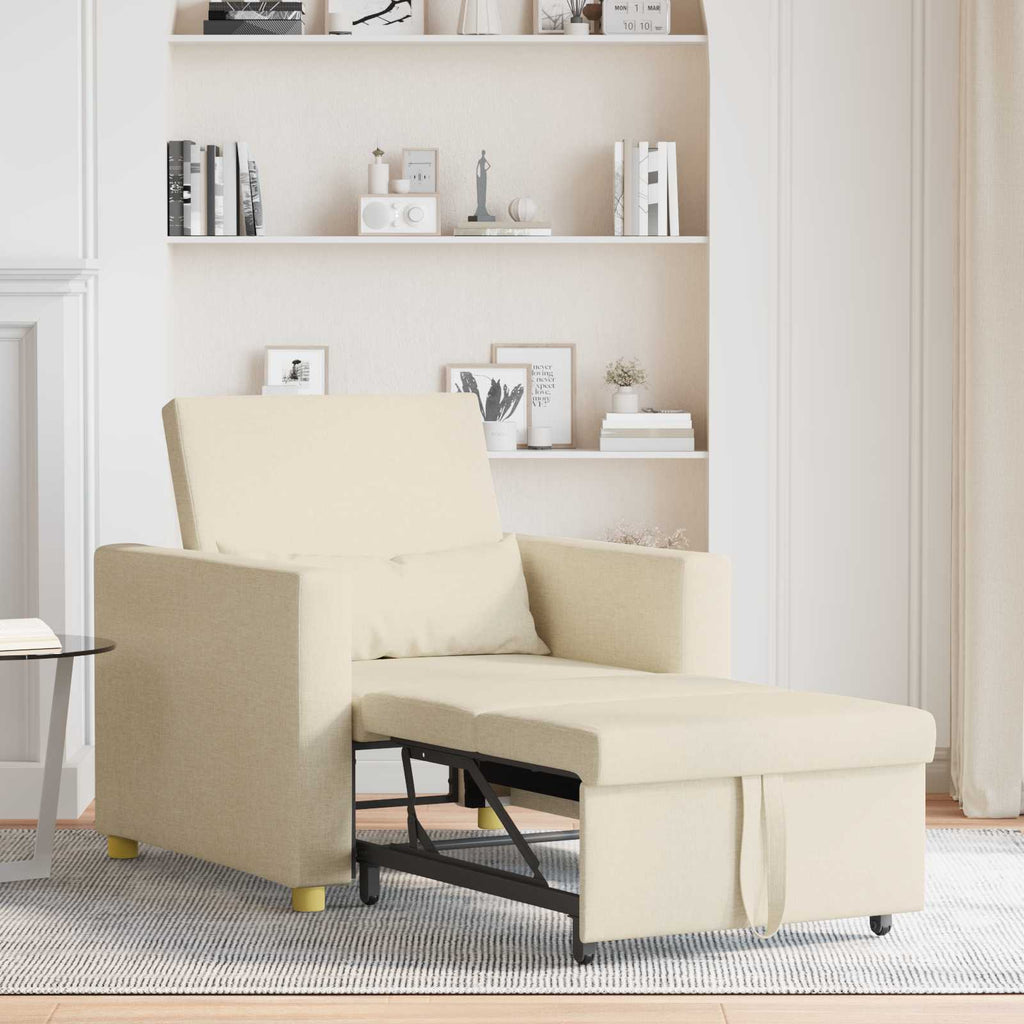 Ausziehbare Schlafcouch Einzel Creme 90 x 165 x 87 cm Stoff