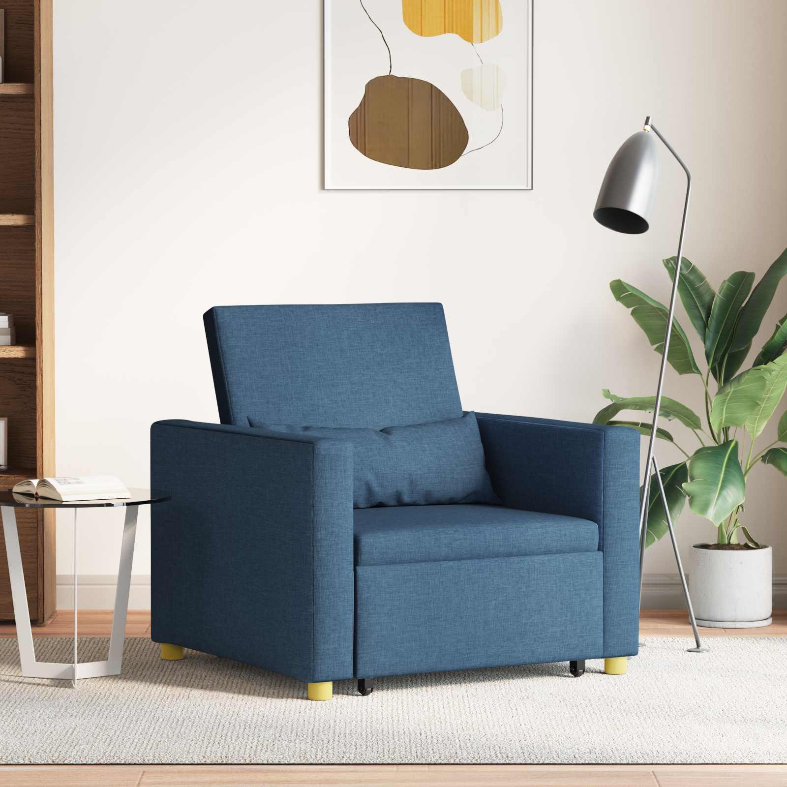 Ausziehbare Schlafcouch Einzel Blau 90 x 165 x 87 cm Stoff
