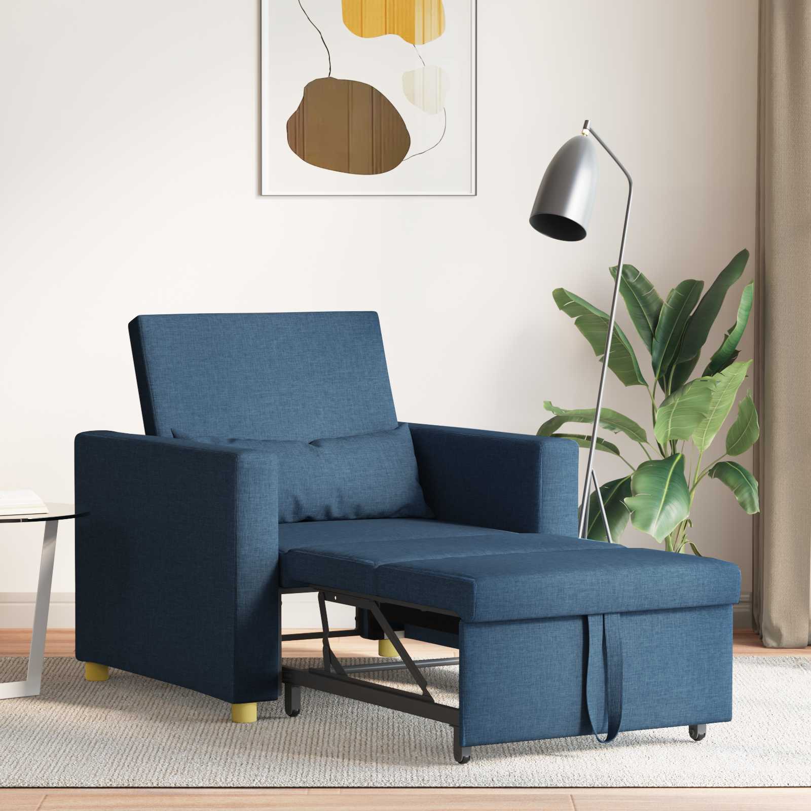 Ausziehbare Schlafcouch Einzel Blau 90 x 165 x 87 cm Stoff