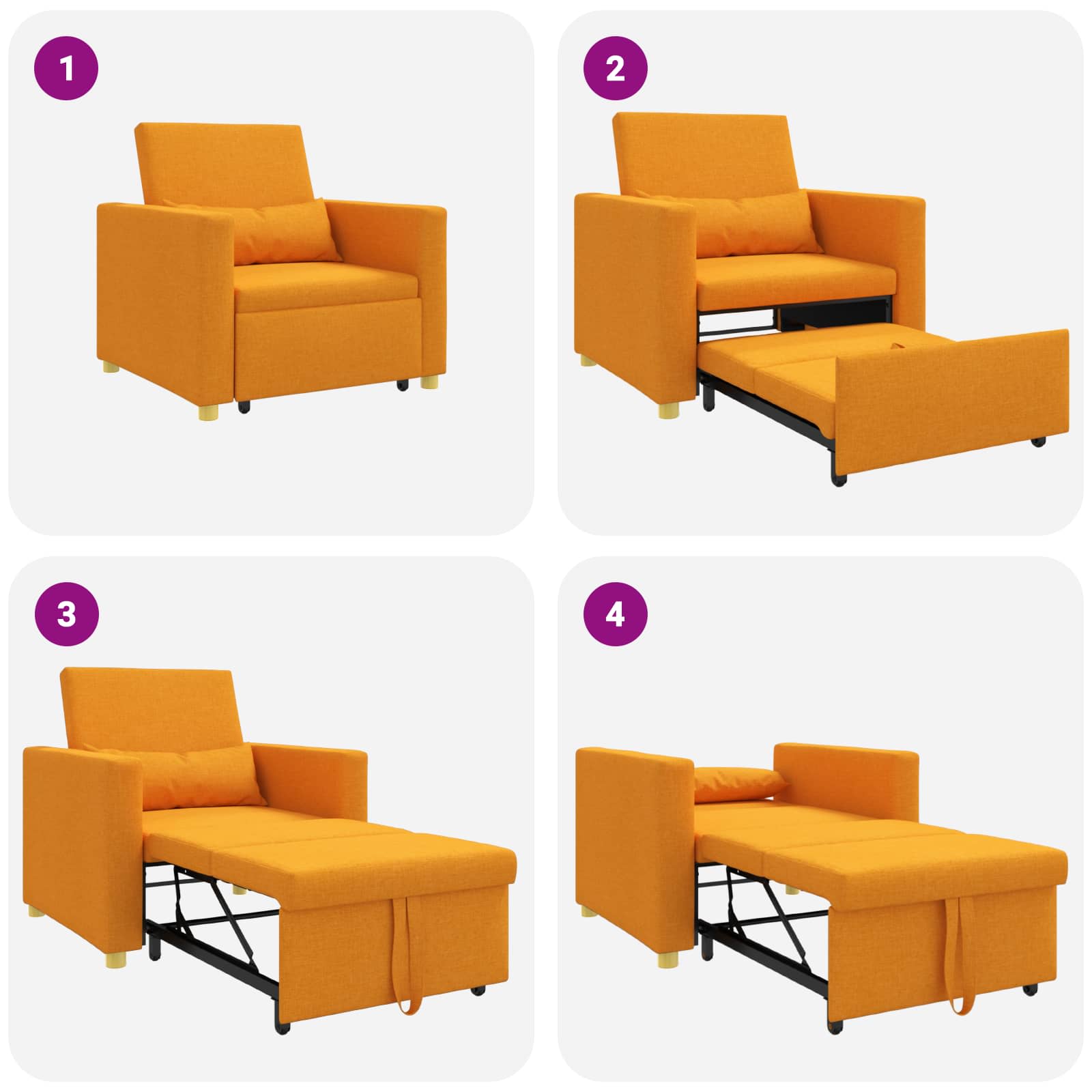Ausziehbare Schlafcouch Einzel Dunkelgelb 90 x 165 x 87 cm