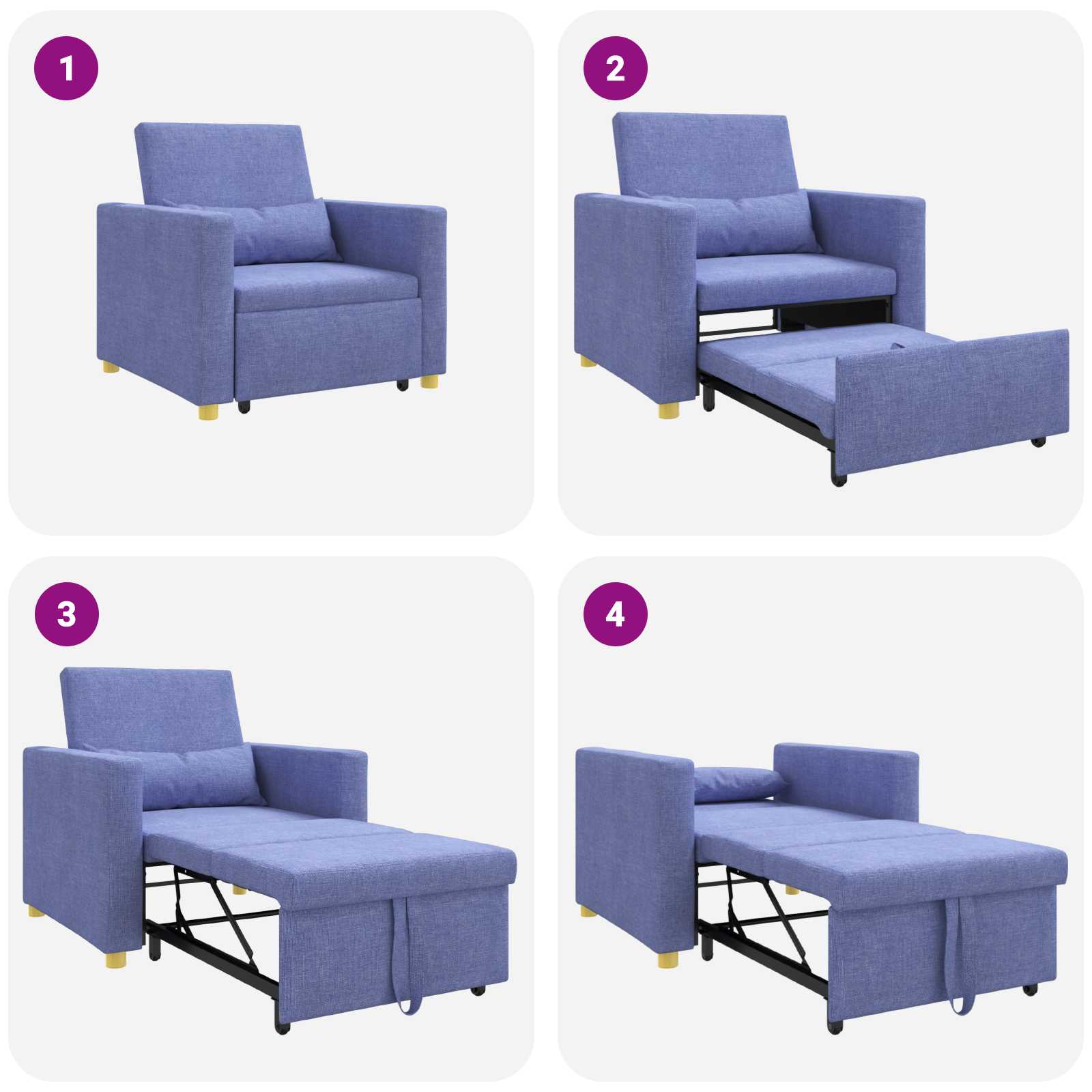 Ausziehbare Schlafcouch Einzel Jeans blau 90 x 165 x 87 cm
