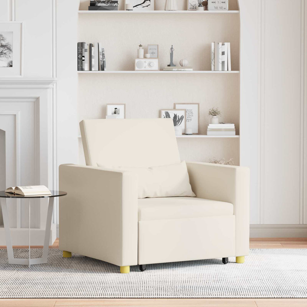 Ausziehbare Schlafcouch Einzel Cremeweiß 90 x 165 x 87 cm Stoff