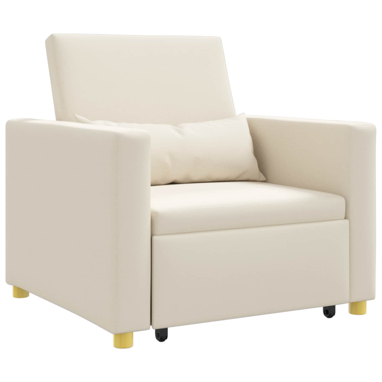 Ausziehbare Schlafcouch Einzel Cremeweiß 90 x 165 x 87 cm Stoff