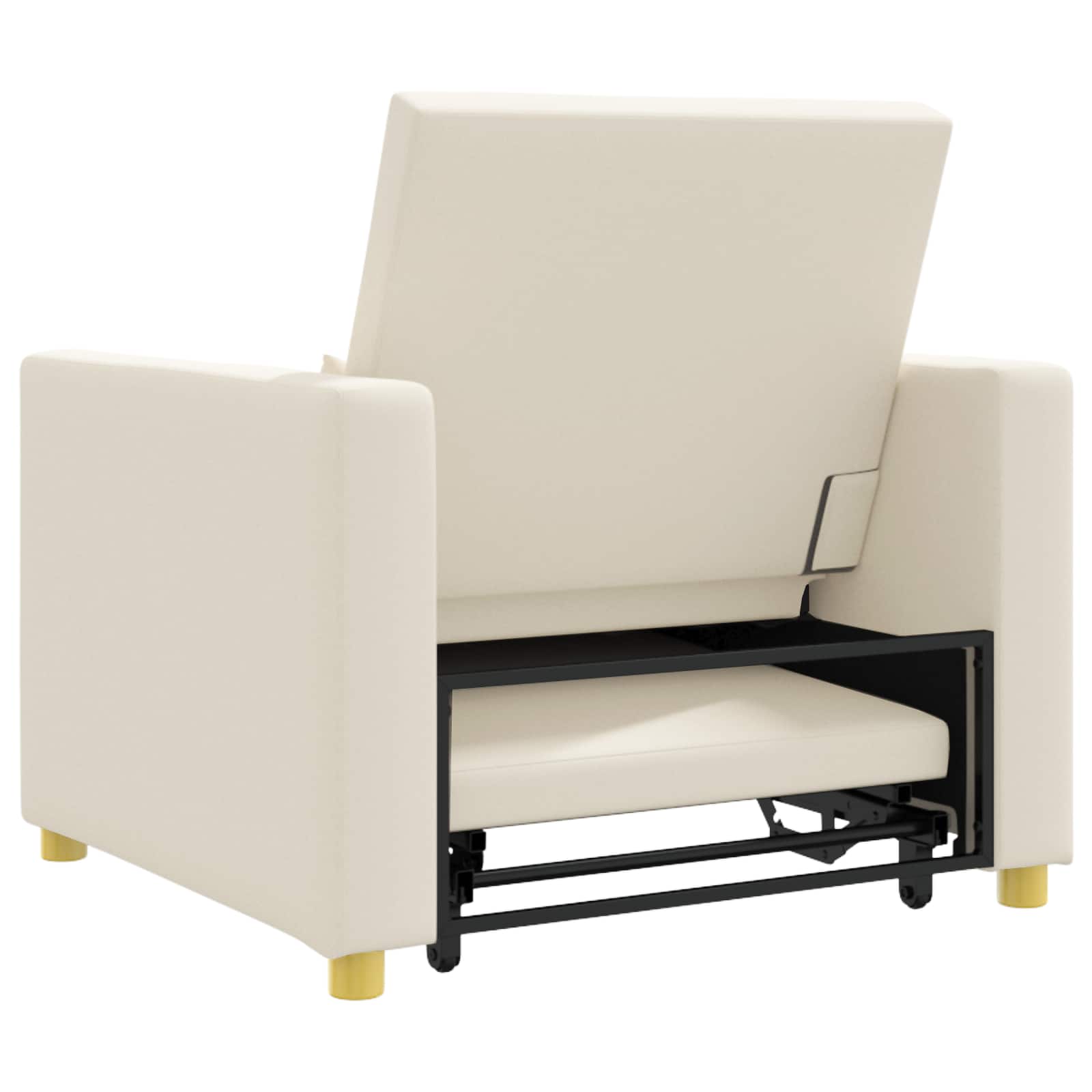 Ausziehbare Schlafcouch Einzel Cremeweiß 90 x 165 x 87 cm Stoff