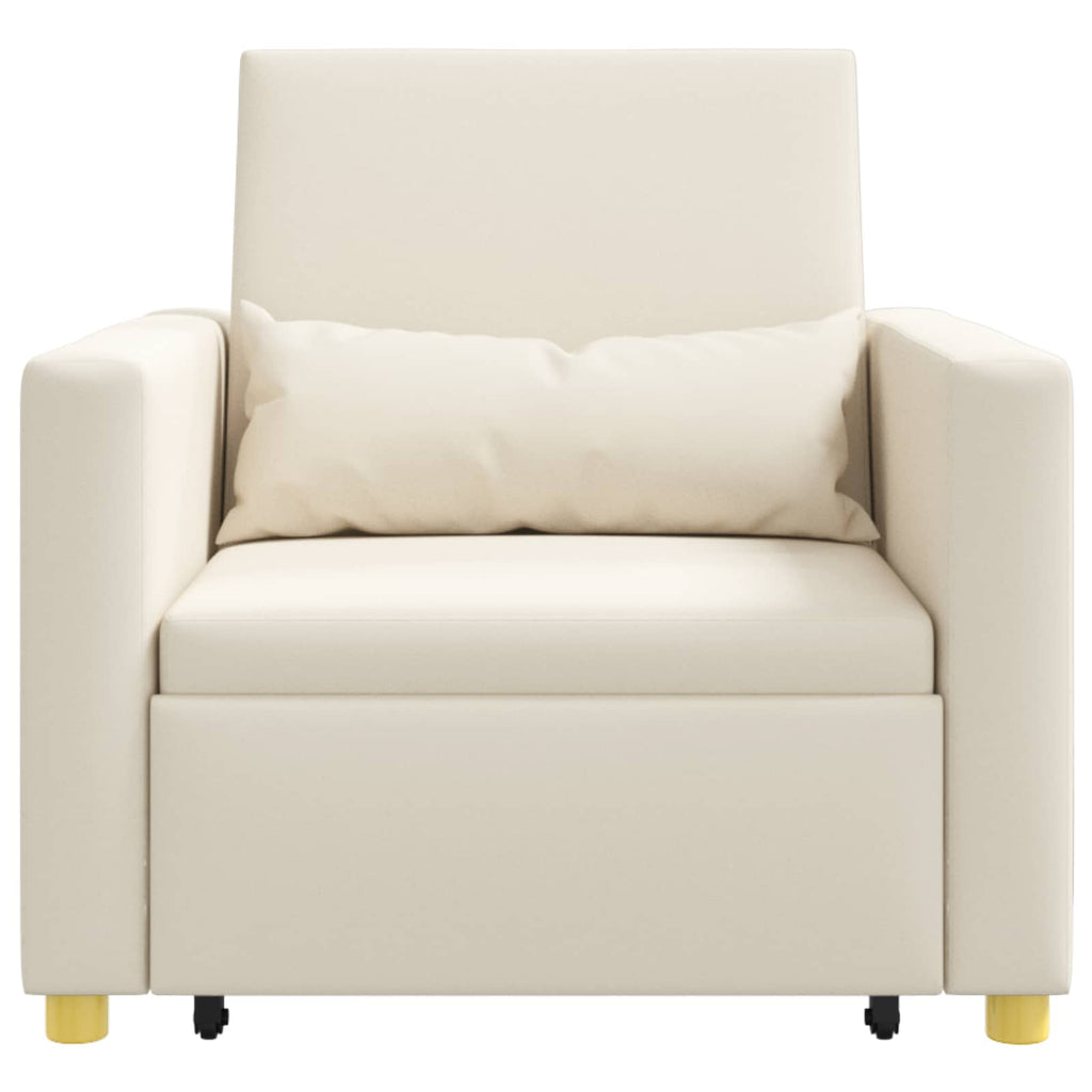 Ausziehbare Schlafcouch Einzel Cremeweiß 90 x 165 x 87 cm Stoff