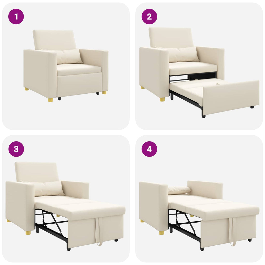 Ausziehbare Schlafcouch Einzel Cremeweiß 90 x 165 x 87 cm Stoff