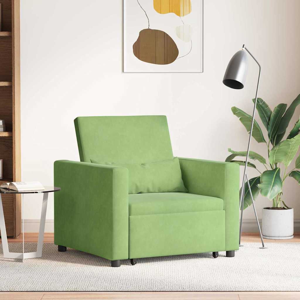 Ausziehbare Schlafcouch Einzel mit Rädern Hellgrün Samt