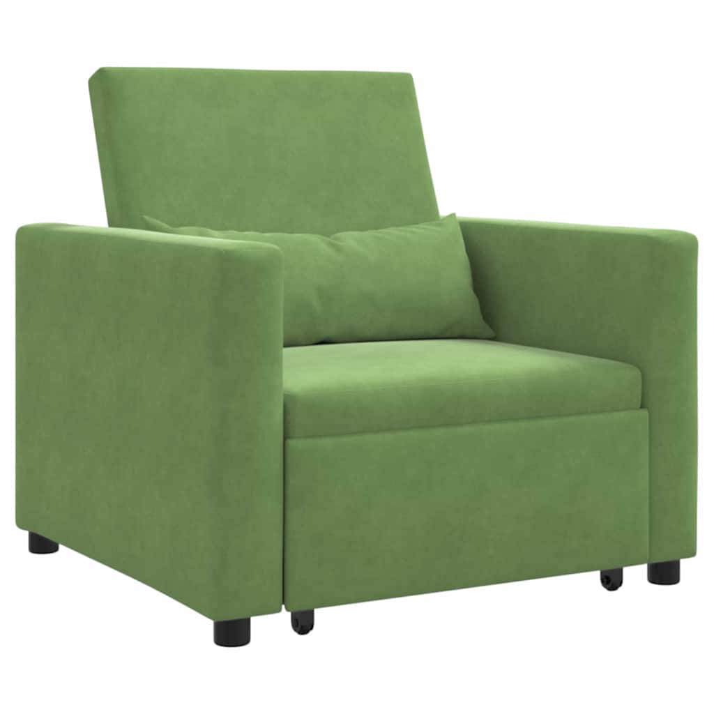Ausziehbare Schlafcouch Einzel mit Rädern Hellgrün Samt