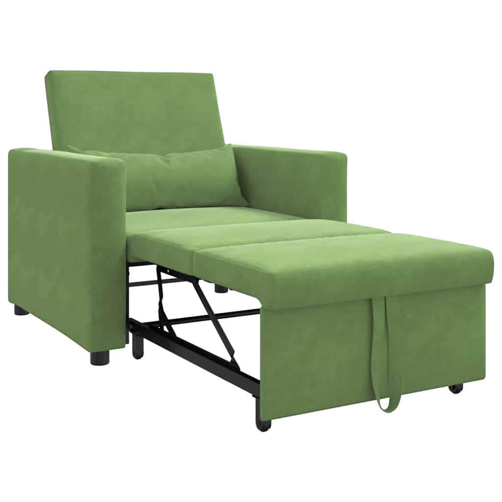 Ausziehbare Schlafcouch Einzel mit Rädern Hellgrün Samt