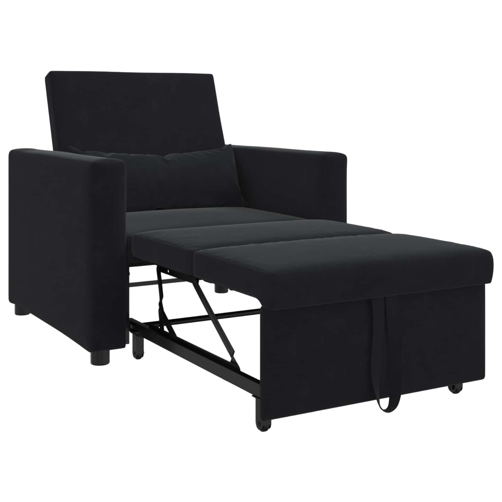 Ausziehbare Schlafcouch Einzel mit Rädern Schwarz Samt