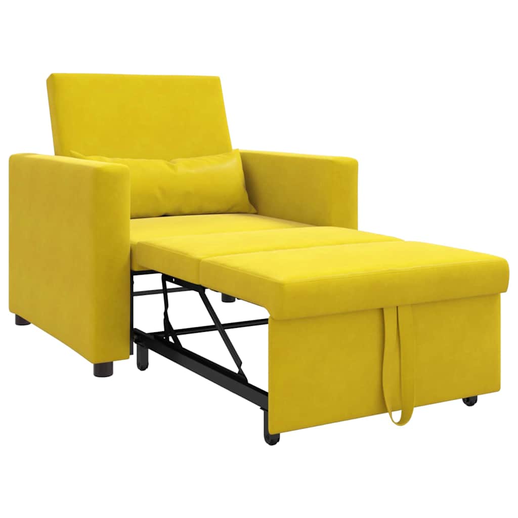 Ausziehbare Schlafcouch Einzel mit Rädern Gelb Samt