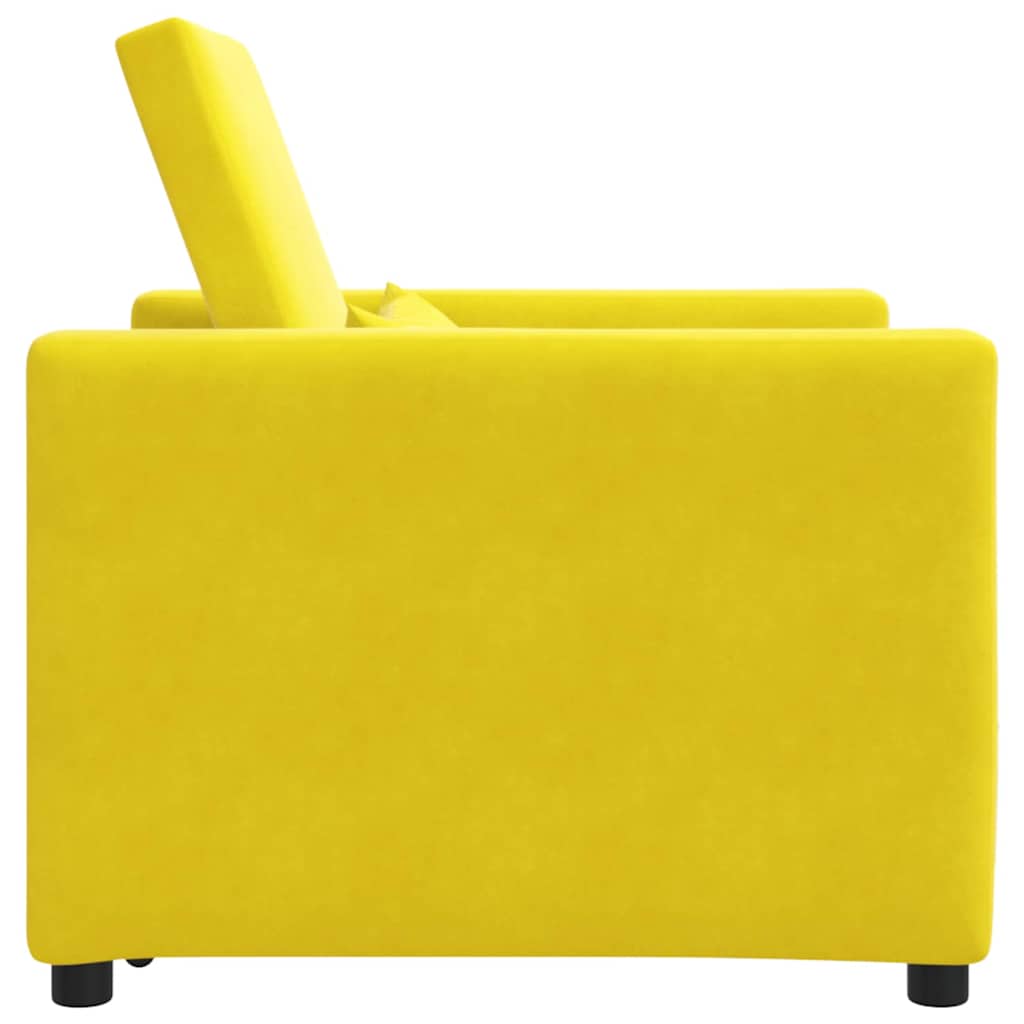 Ausziehbare Schlafcouch Einzel mit Rädern Gelb Samt