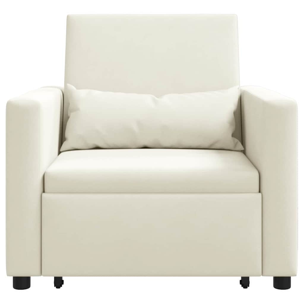 Ausziehbare Schlafcouch Einzel mit Rädern Creme Samt