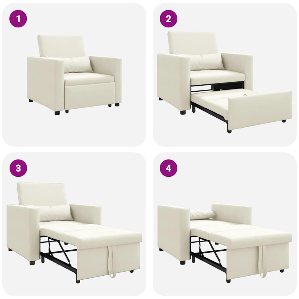 Ausziehbare Schlafcouch Einzel mit Rädern Creme Samt