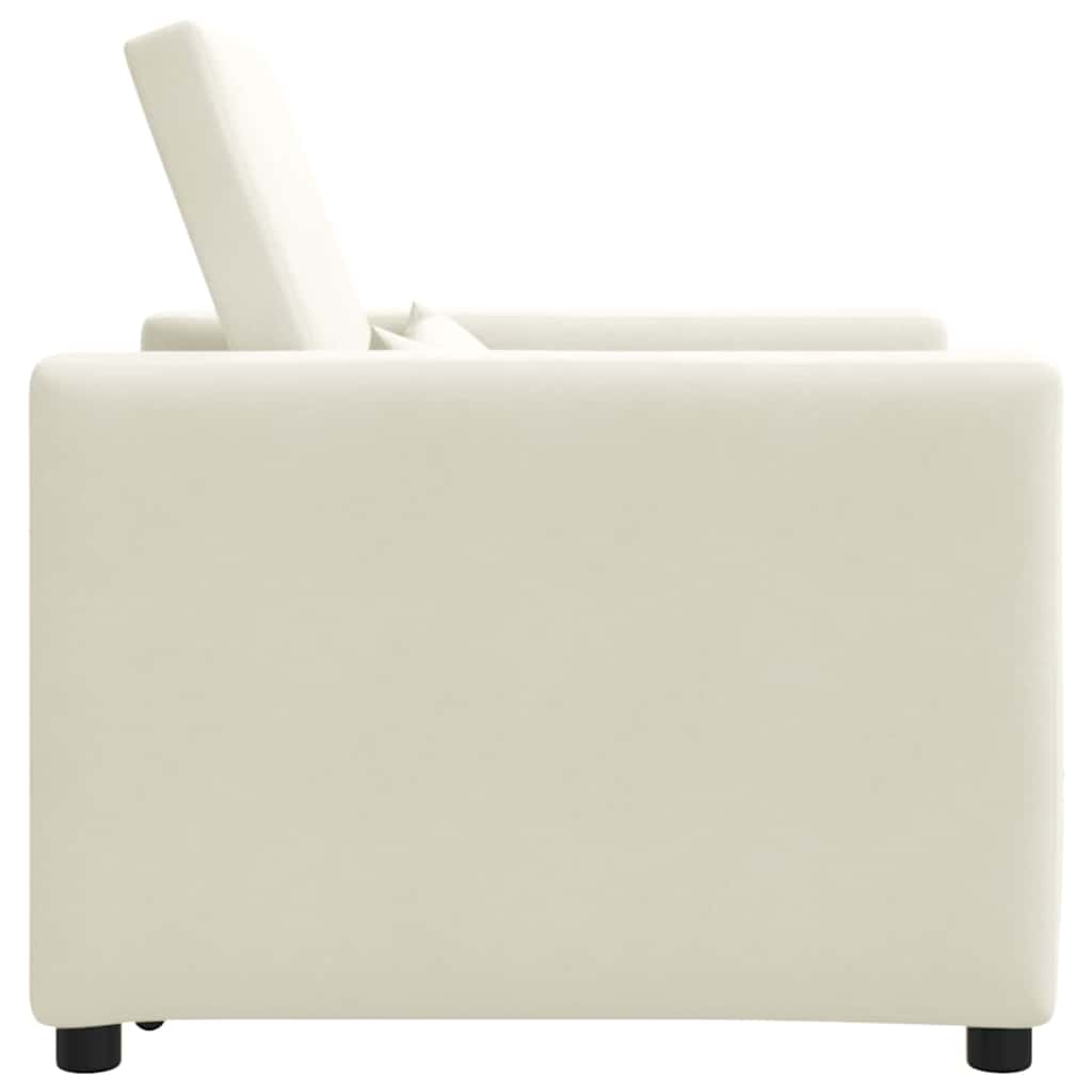 Ausziehbare Schlafcouch Einzel mit Rädern Creme Samt