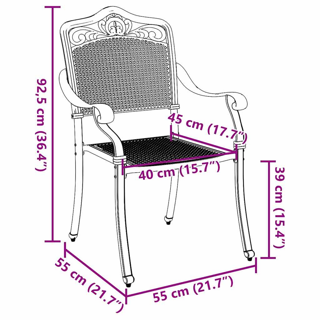 Gartenstuhl 2 pcs Weiß 55 x 55 x 92,5cm Aluminium