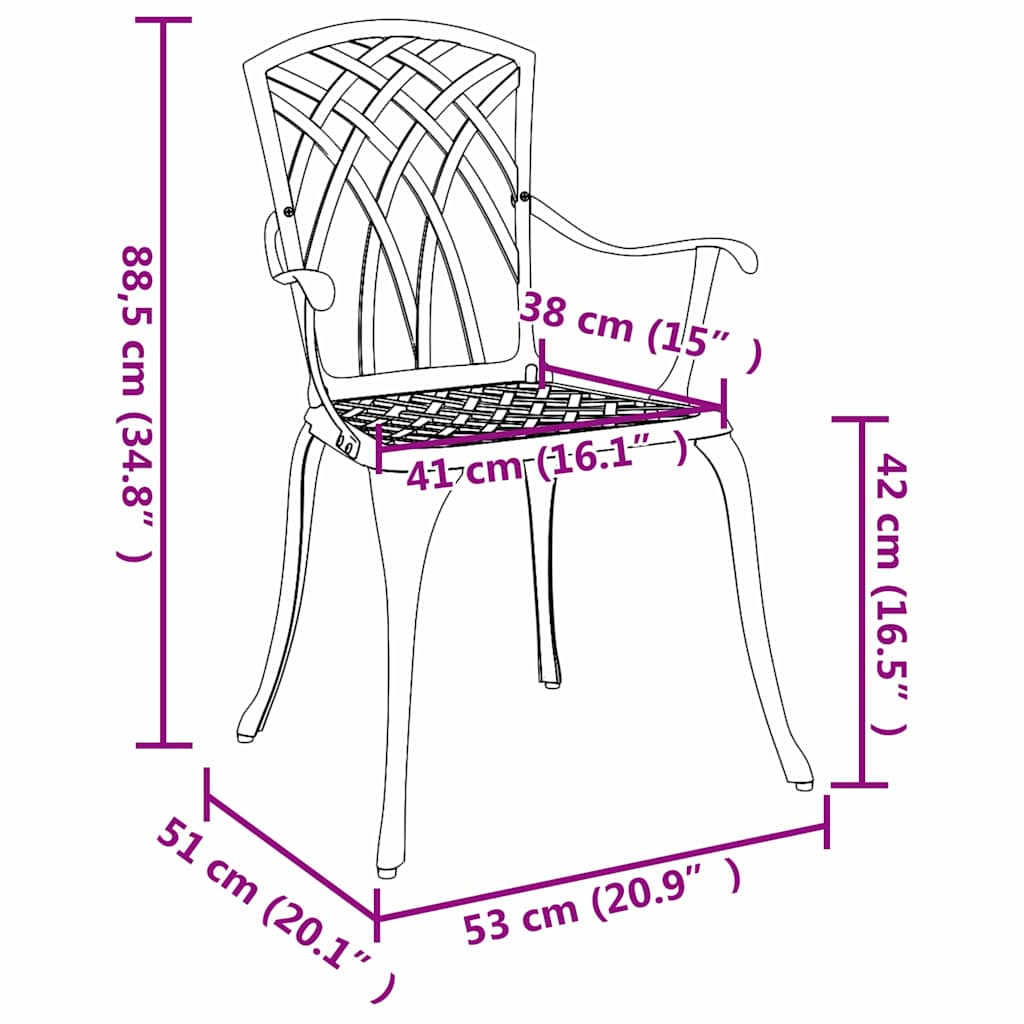 Gartenstuhl 2 pcs Weiß 53 x 51 x 88,5 cm Aluminium