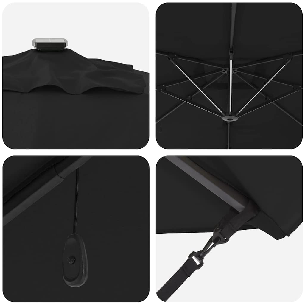 Sonnenschirm Schwarz 286 x 284 x 270 cm Aluminium und Polyester