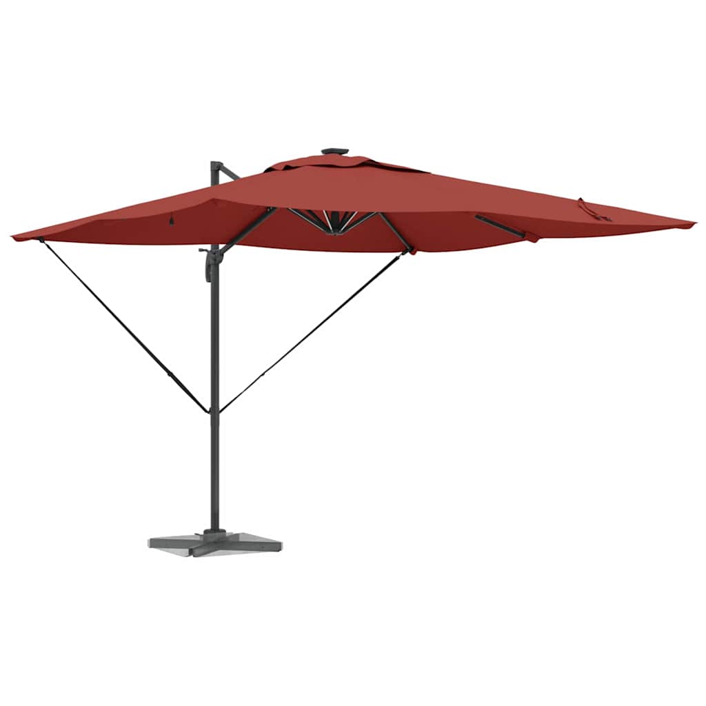 Sonnenschirm mit LED-Lichtleisten Terrakotta 286 x 284 x 270 cm