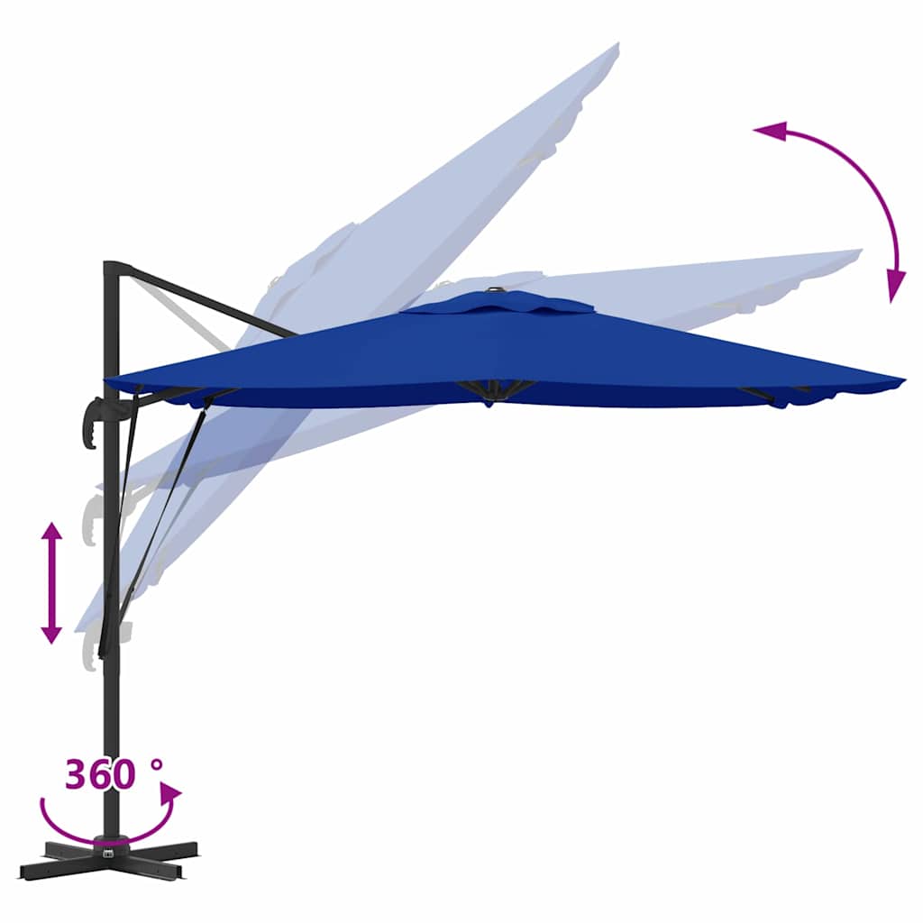 Roma Parasol Blau 286 x 284 x 265 cm Aluminium und Polyester