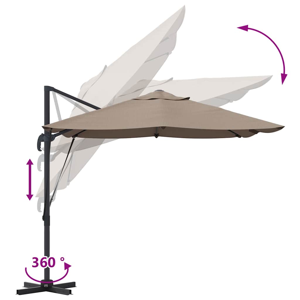 Sonnenschirm Taupe 351 x 250 x 260 cm Polyester und Aluminium