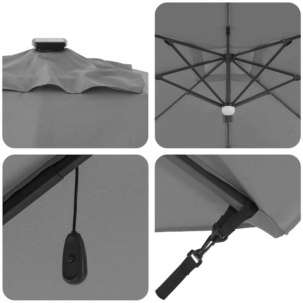 Roma Parasol mit LED-Lichtleisten Anthrazit 286 x 284 x 270 cm
