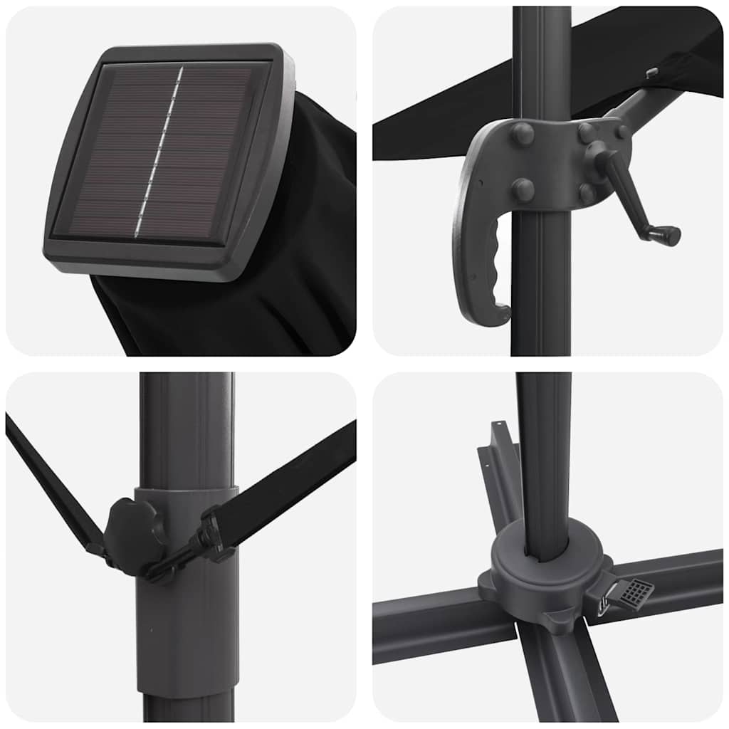 Sonnenschirm Schwarz 351 x 250 x 253 cm Polyester und Aluminium