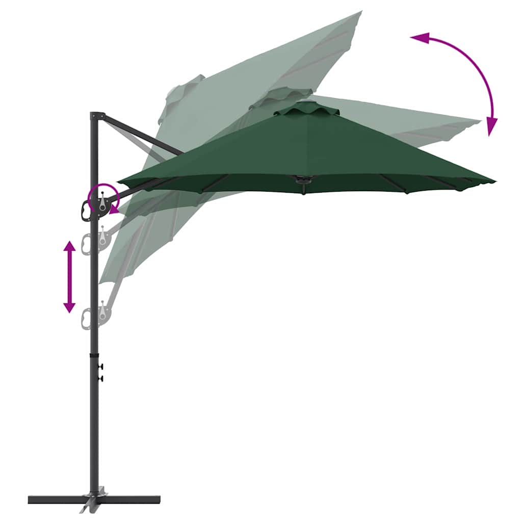 Sonnenschirm Grün 372 x 198 x 243 cm Polyester und Aluminium