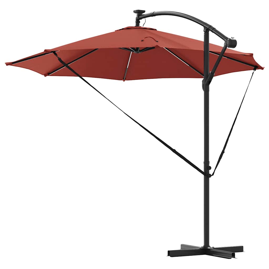 Sonnenschirm mit LED-Lichtleisten Terrakotta 294 x 294 x 248 cm