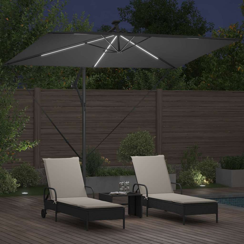 Sonnenschirm mit LED-Lichtleisten Anthrazit 294 x 200 x 270 cm