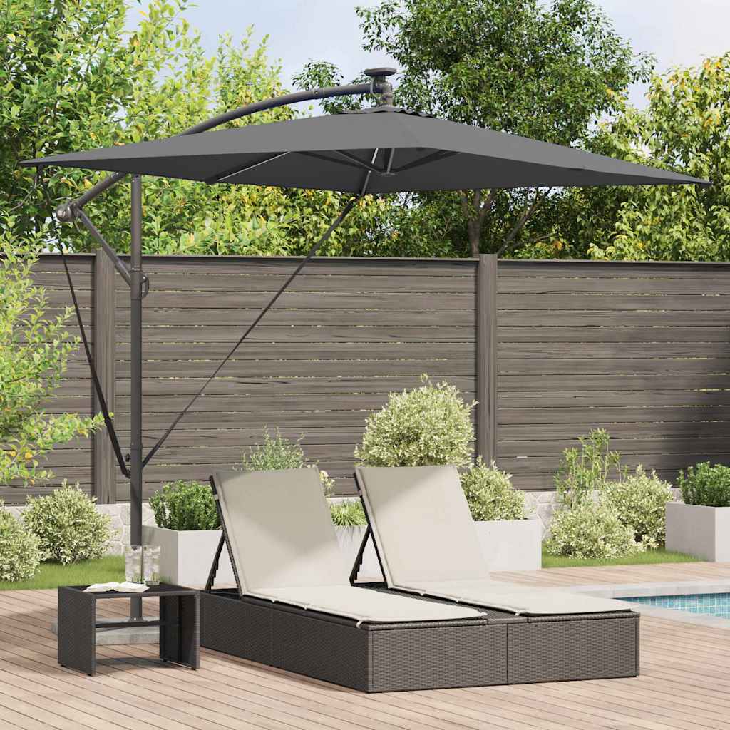 Sonnenschirm mit LED-Lichtleisten Anthrazit 294 x 200 x 270 cm