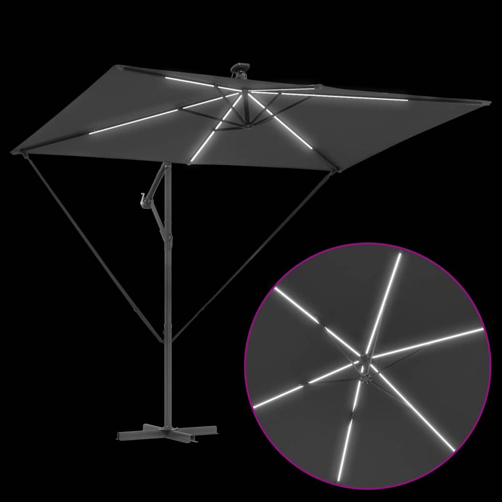 Sonnenschirm mit LED-Lichtleisten Anthrazit 294 x 200 x 270 cm