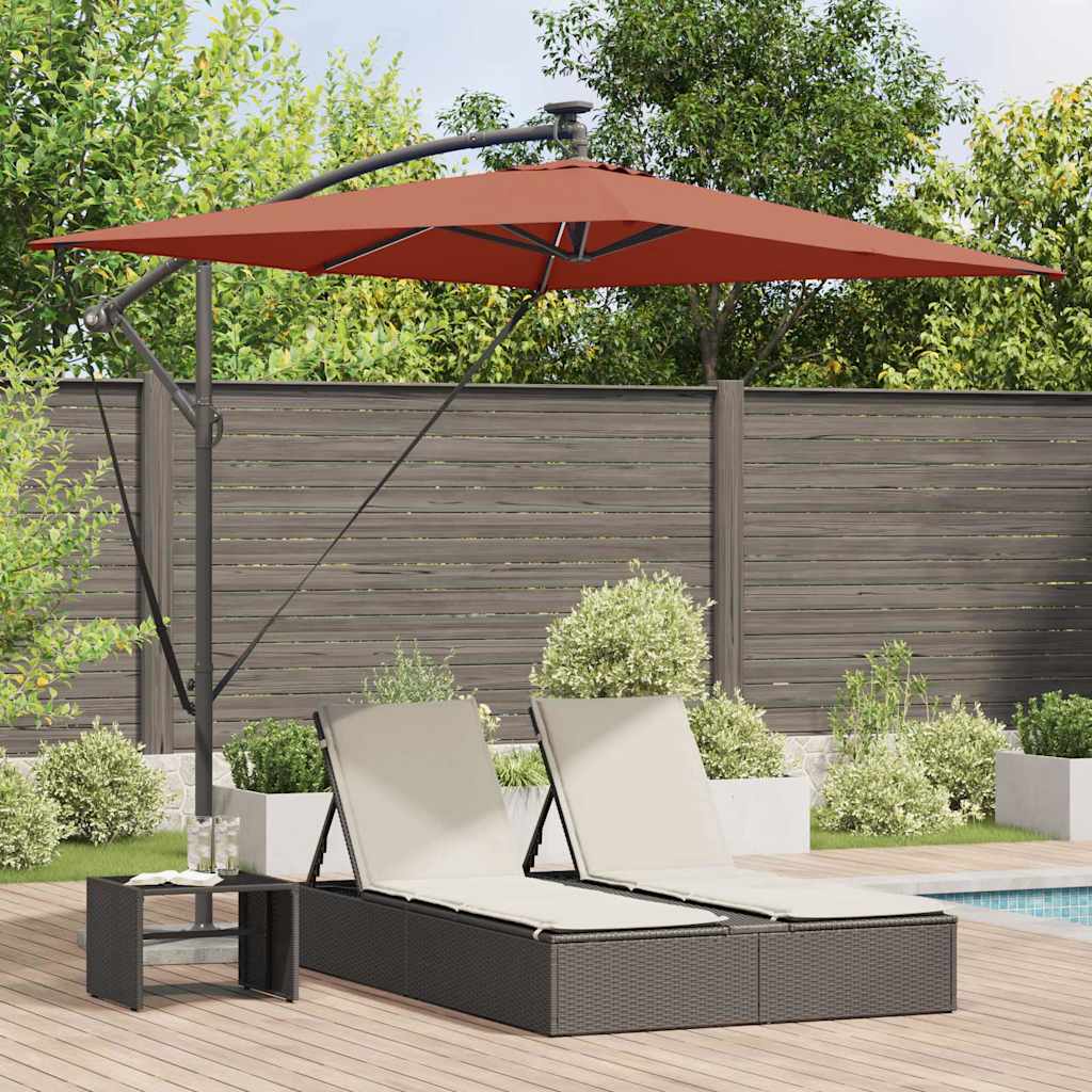 Sonnenschirm mit LED-Lichtleisten Terrakotta 294 x 200 x 270 cm
